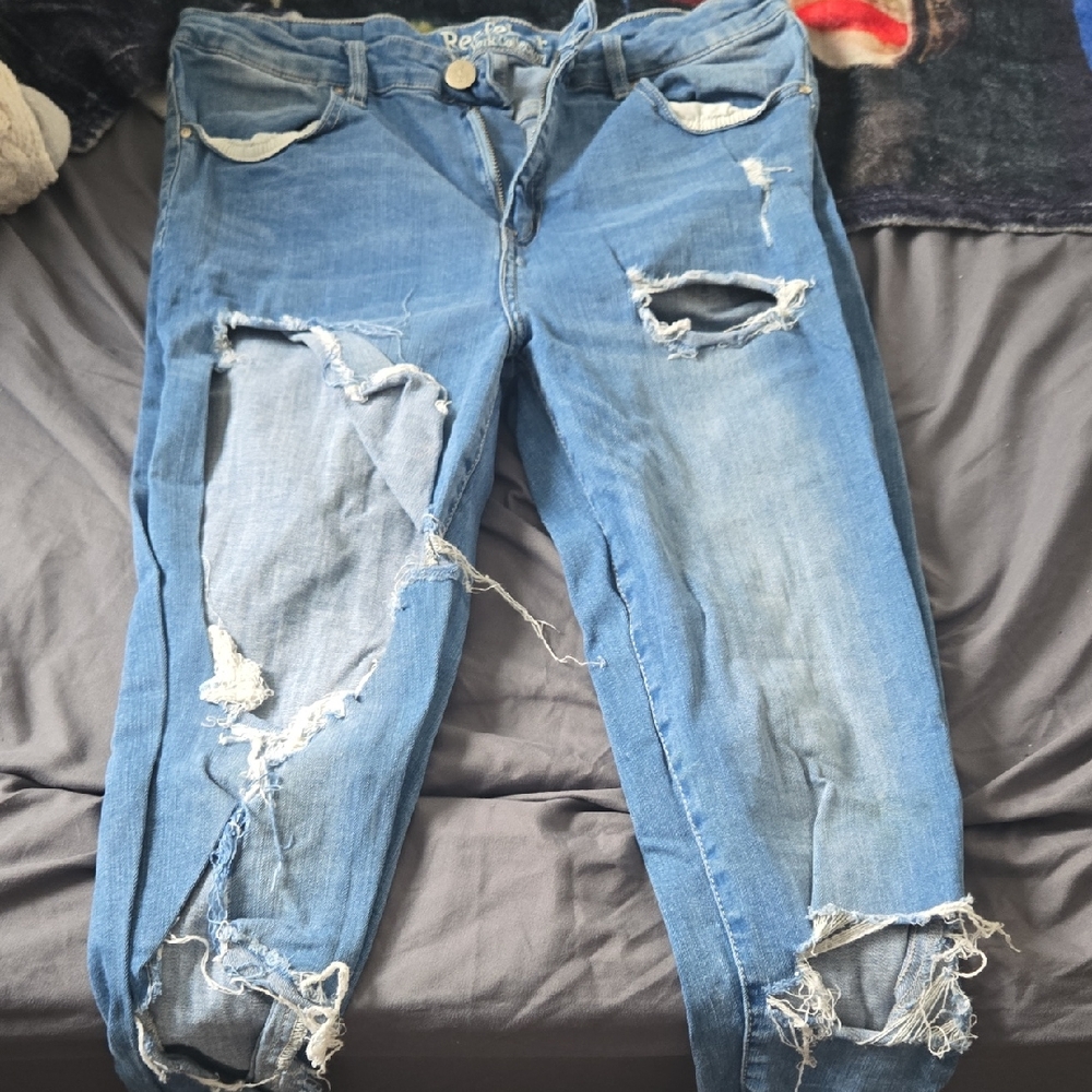 rebels Blue Distressed Skinny Jeans